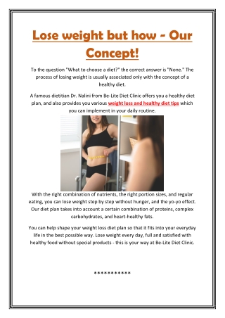 Lose weight but how - Our Concept!