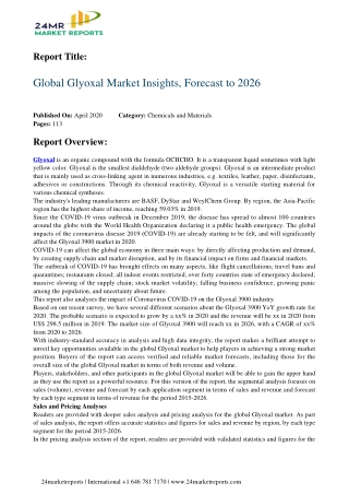 Glyoxal Market Insights, Forecast to 2026