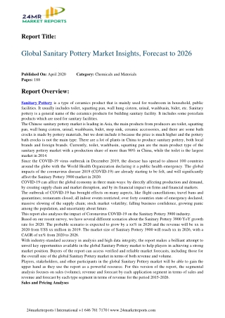 Sanitary Pottery Market Insights, Forecast to 2026