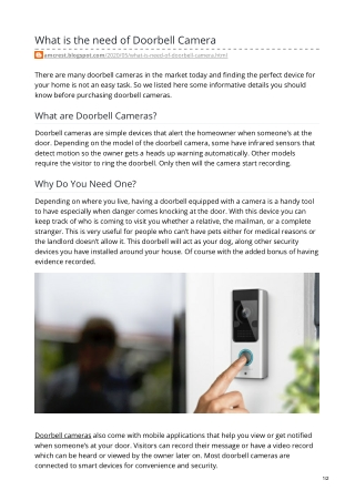 What is the need of Doorbell Camera