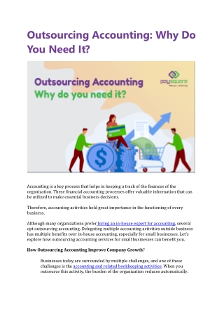 Outsourcing Accounting: Why Do You Need It?