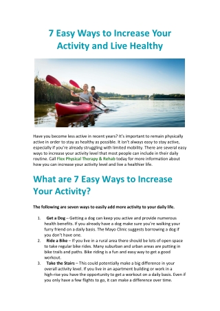 7 Easy Ways to Increase Your Activity and Live Healthy