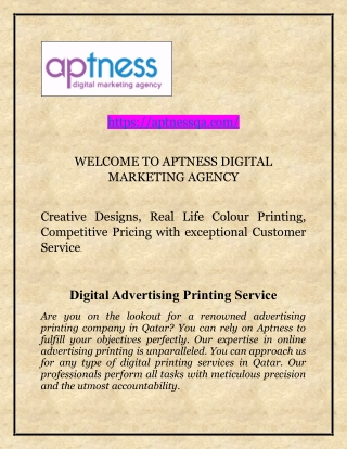 Cheap Advertising Printing Company In Qatar | Aptness