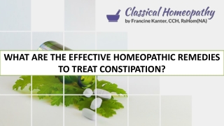 What Are the Effective Homeopathic Remedies to Treat Constipation?