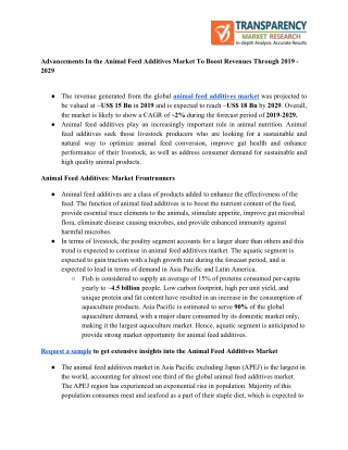 Advancements In the Animal Feed Additives Market To Boost Revenues Through 2019 – 2029
