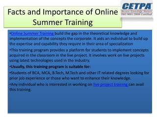 Facts and importance of Online Summer Training