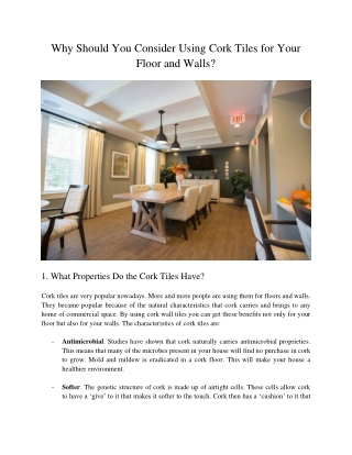 Why Should You Consider Using Cork Tiles for Your Floor and Walls?
