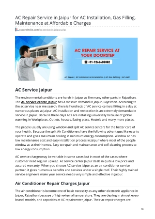 AC Service Center Number in Jaipur