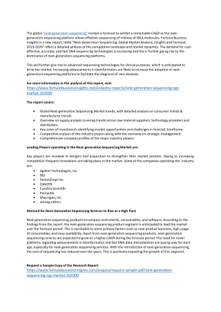 Next-generation Sequencing Market 2020 Size, Trends, Potential Growth Global Key Factors