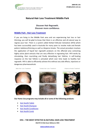 Natural Hair Loss Treatment Middle Park