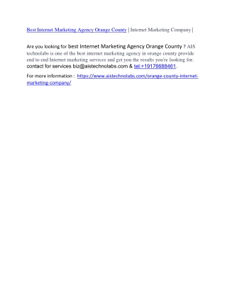 Internet Marketing Company | Online Marketing Agency Orange County