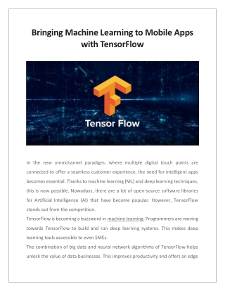 Bringing Machine Learning to Mobile Apps with TensorFlow