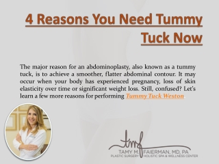 4 Reasons You Need Tummy Tuck Now