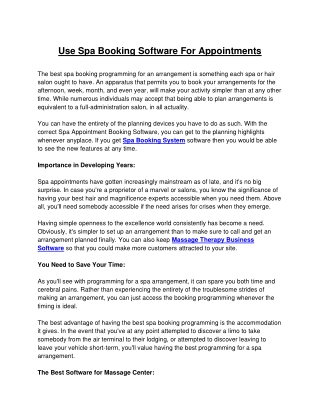 Spa Booking Software For Appointments