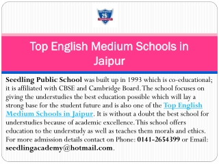 Top English Medium Schools in Jaipur