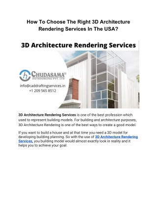 How To Choose The Right 3D Architecture Rendering Services In The USA?