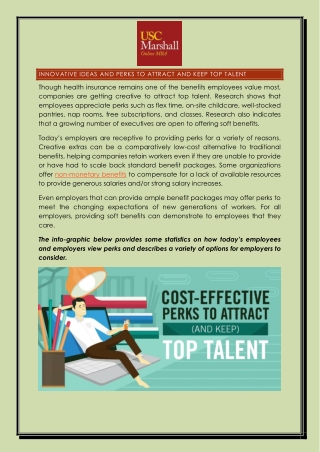 INNOVATIVE IDEAS AND PERKS TO ATTRACT AND KEEP TOP TALENT