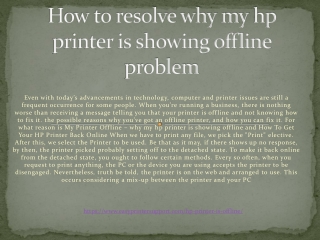 How to resolve why my hp printer is showing offline issue