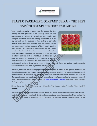 Plastic Packaging Company China – The Best Way to Obtain Perfect Packaging