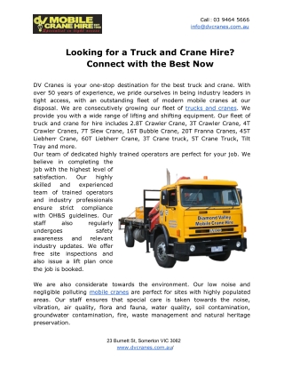 Looking for a Truck and Crane Hire? Connect with the Best Now