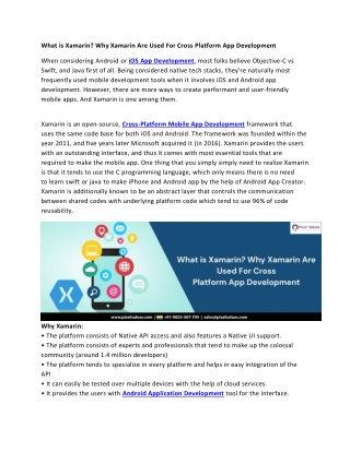 What is Xamarin? Why Xamarin Are Used For Cross Platform App Development