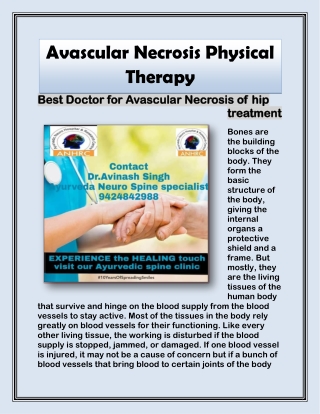 Available Avascular Necrosis Physical Therapy - Call 9424842988