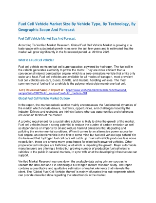 Fuel Cell Vehicle Market Size By Vehicle Type, By Technology, By Geographic Scope And Forecast