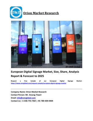 European Digital Signage Market Growth, Size, Share, Industry Report and Forecast 2019-2025