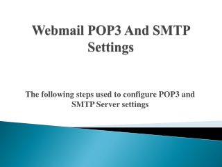 Webmail POP3 And SMTP Server Settings