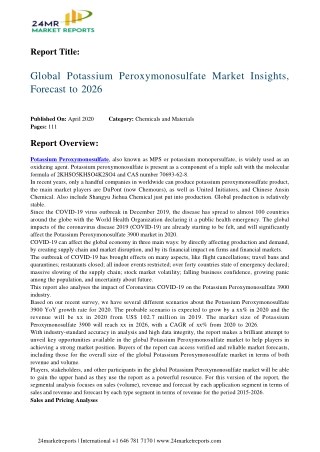 Potassium Peroxymonosulfate Market Insights, Forecast to 2026