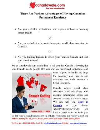 There Are Various Advantages of Having Canadian Permanent Residency