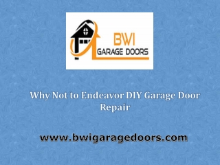 Why not to endeavor DIY garage door repair