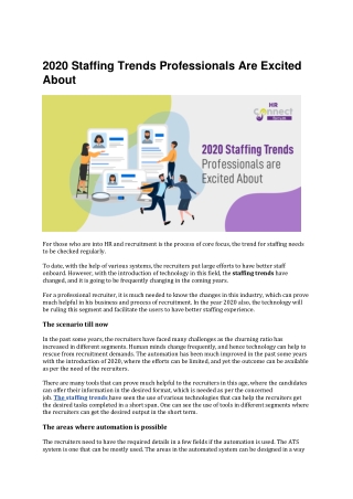 2020 Staffing Trends Professionals Are Excited About