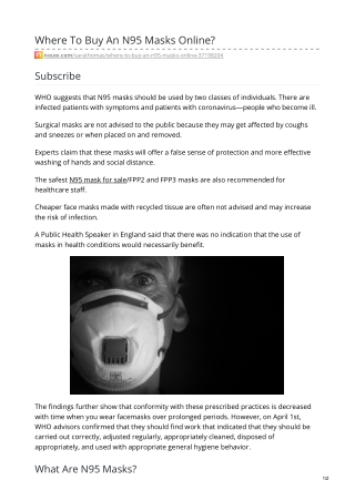 Where To Buy An N95 Masks Online?