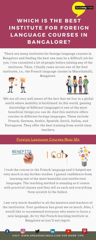WHICH IS THE BEST INSTITUTE FOR FOREIGN LANGUAGE COURSES IN BANGALORE?