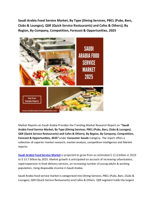 Saudi Arabia Food Service Market Research Report 2025