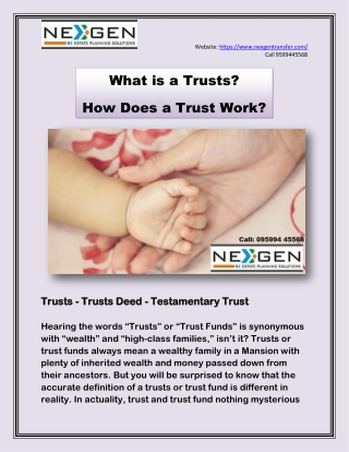 Trusts - Trusts Deed - Testamentary Trust