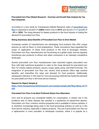 Precooked Corn Flour Market Research – Overview and Growth Rate Analysis by Top Key Companies