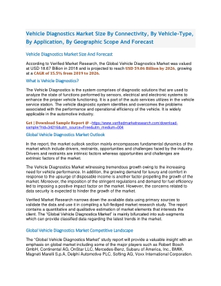 Vehicle Diagnostics Market Size By Connectivity, By Vehicle-Type, By Application, By Geographic Scope And Forecast