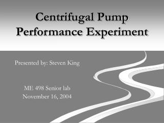 Centrifugal Pump Performance Experiment