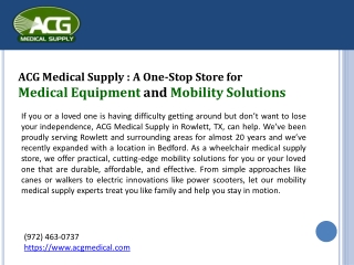 Medical Supply Store – Get quality medical supplies | ACG Medical