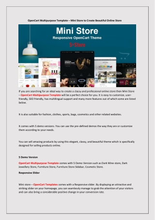 OpenCart Multipurpose Template – Mini Store to Create Beautiful Online Store