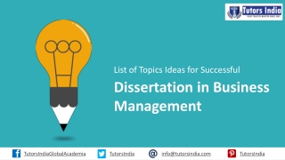 Topics Ideas for Successful Dissertation in Business Management- Tutors India