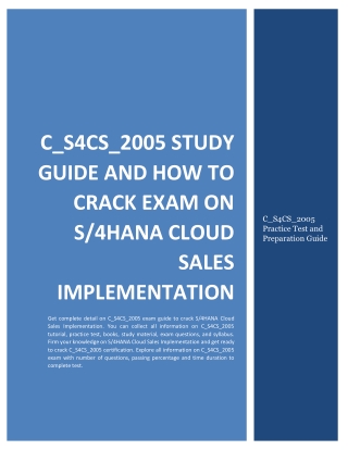 C_S4CS_2005 Study Guide and How to Crack Exam on S/4HANA Cloud Sales Implementation