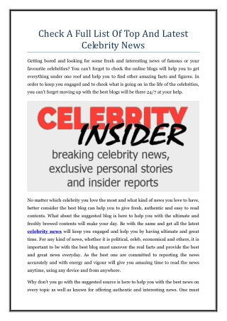 Check A Full List Of Top And Latest Celebrity News