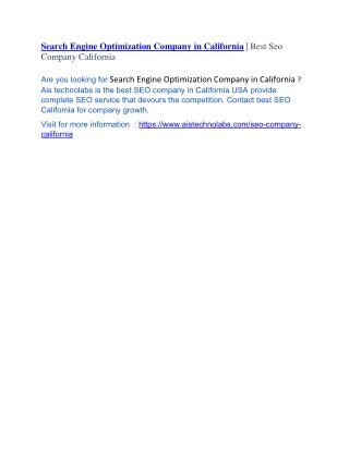 Best Seo Company California | Search Engine Optimization California