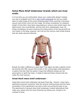 Some Mens Brief Underwear brands which are truly erotic