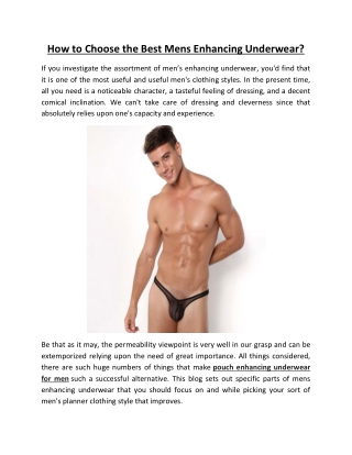 How to Choose the Best Mens Enhancing Underwear?