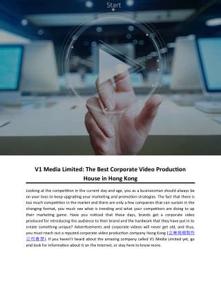 V1 Media Limited: The Best Corporate Video Production House in Hong Kong