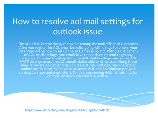 How to resolve aol mail settings for outlook issue